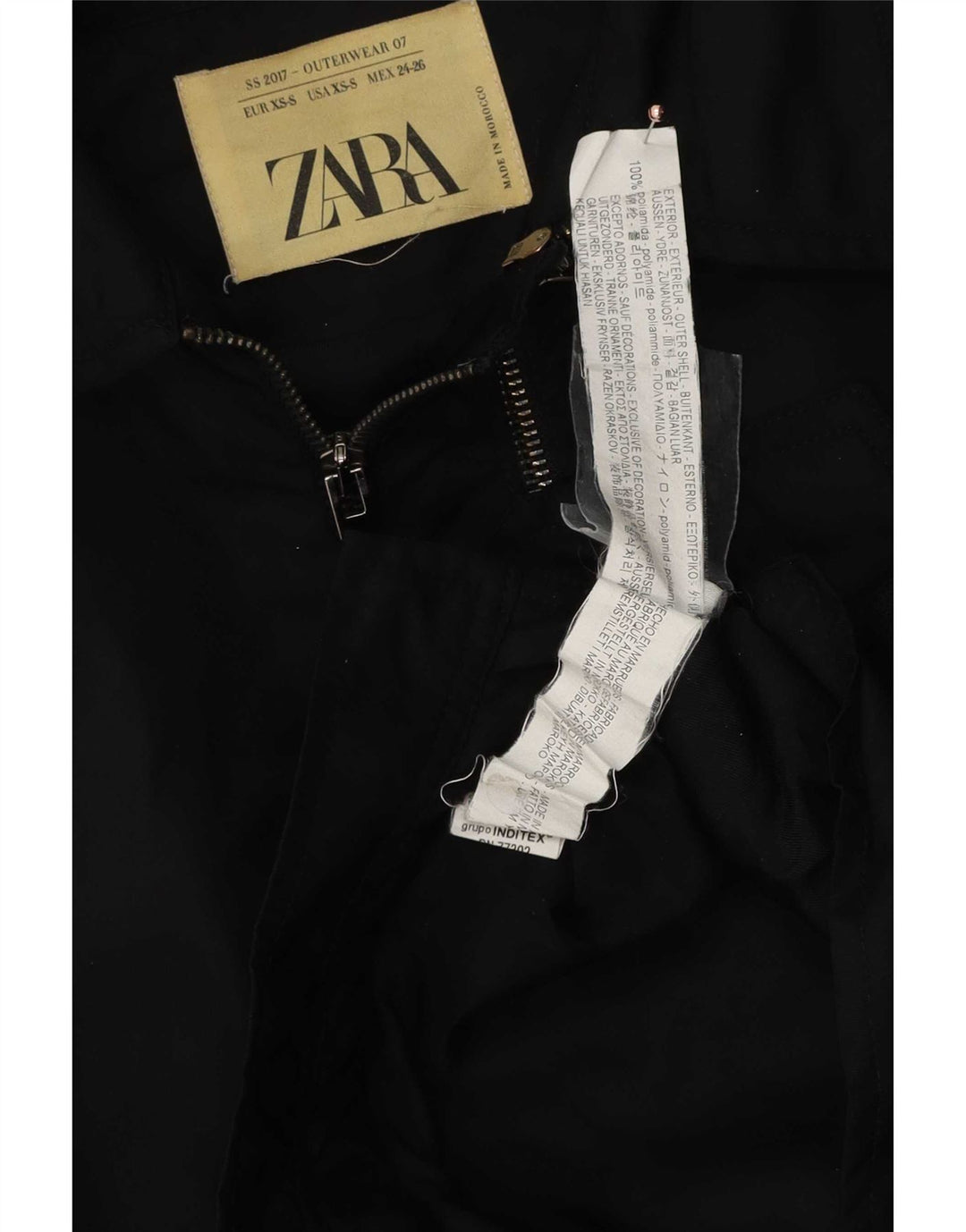 Zara Mujer Chaqueta Bomber Corta Extragrande UK 6 XS Poliamida Negra