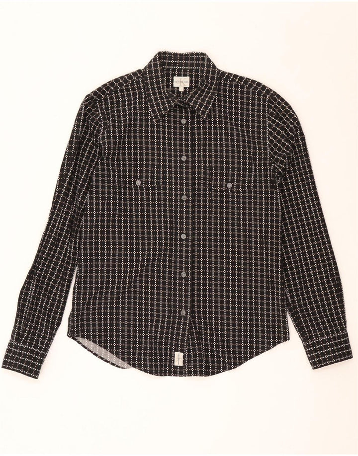 Calvin Klein Jeans Camisa para hombre grande negra geométrica