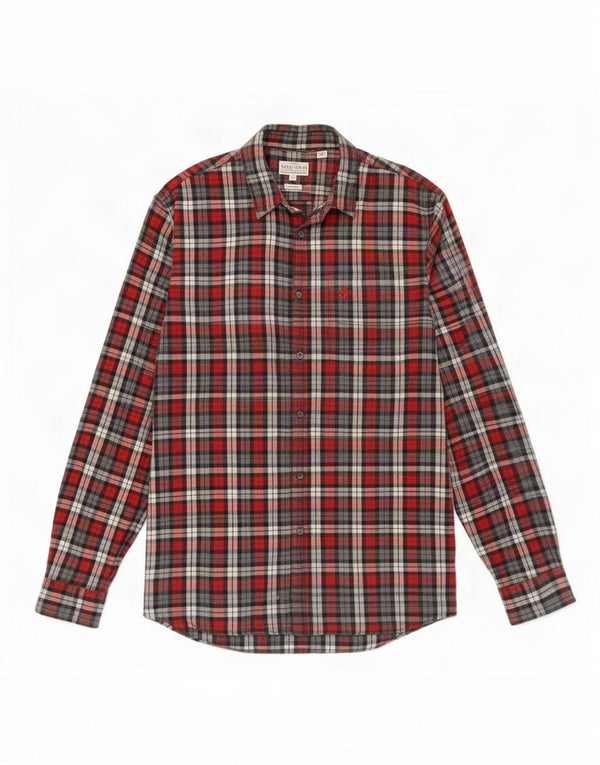 Jack Wills Camisa de corte clásico para hombre de algodón a cuadros rojos grandes