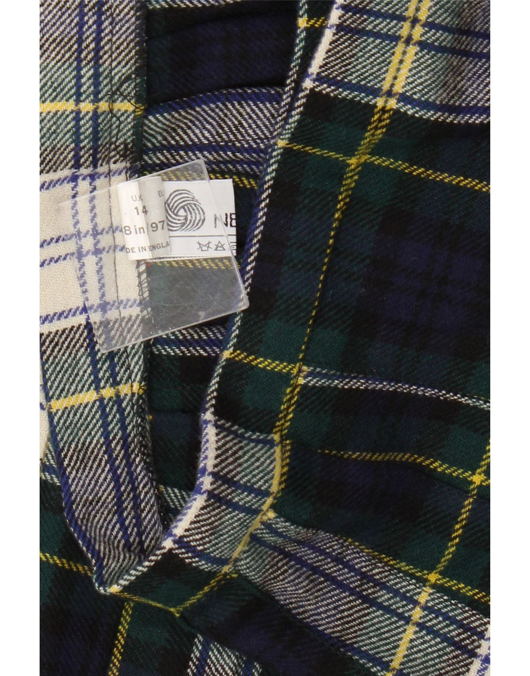 Vintage mujer abrigo falda Reino Unido 14 medio verde comprobar lana