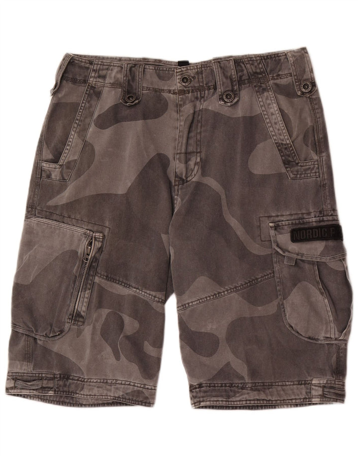 Vintage hombres cargo pantalones cortos grandes W34 camuflaje gris