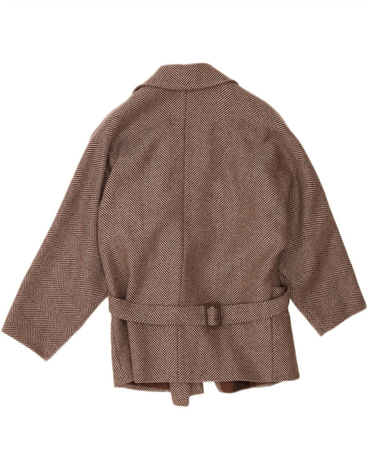Abrigo vintage para mujer IT 44 Lana Chevron marrón medio