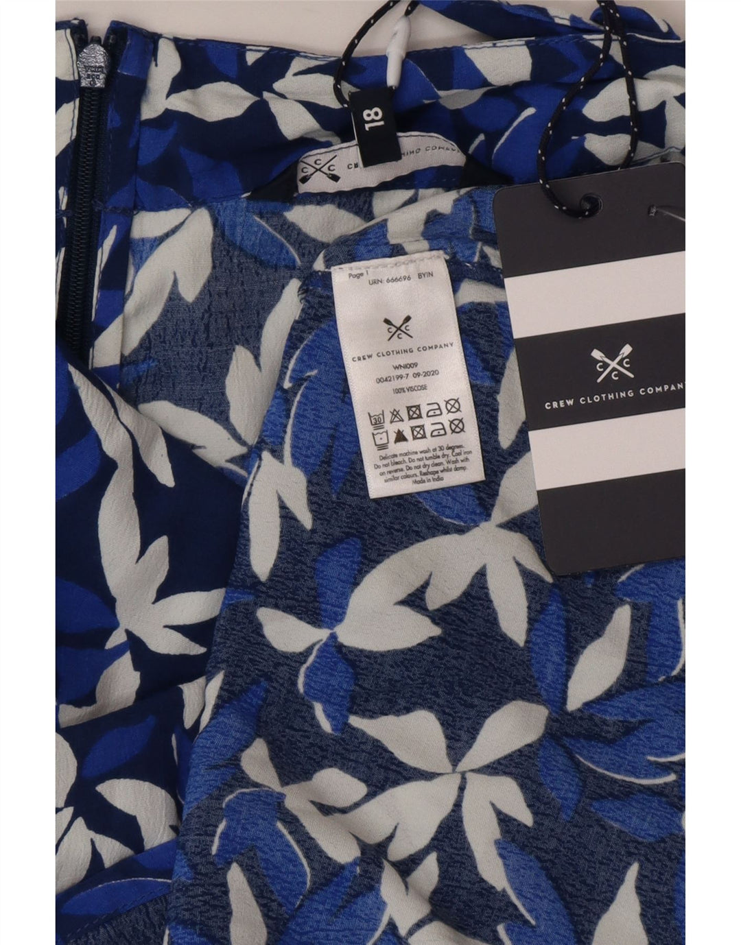 CREW CLOTHING Falda acampanada para mujer UK 18 XL W38 Viscosa floral azul