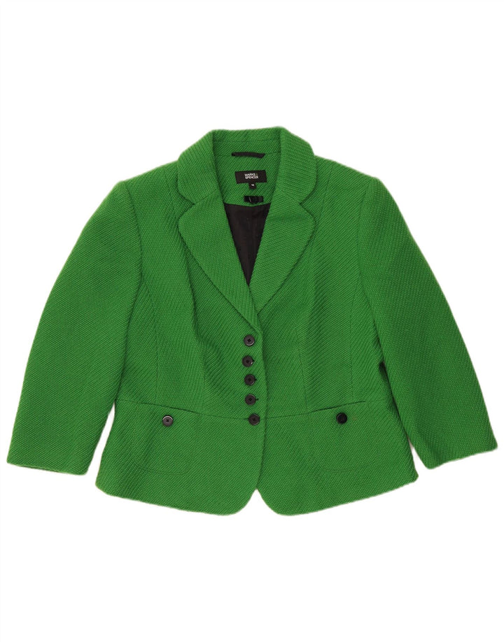 Marks & Spencer Chaqueta tipo blazer de 5 botones para mujer UK 46 Poliéster verde grande