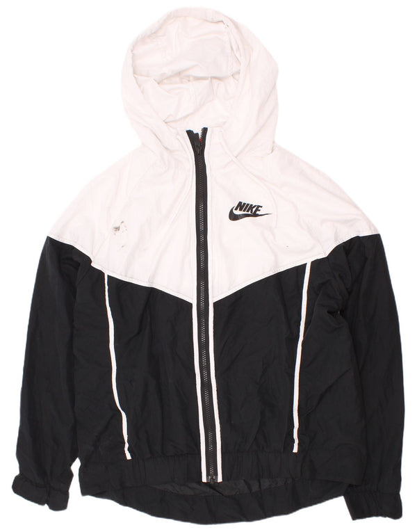 Nike - Chaqueta de chándal con capucha para hombre, color blanco medio, poliéster color block