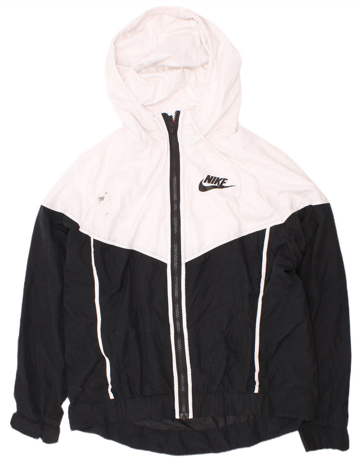 Nike - Chaqueta de chándal con capucha para hombre, color blanco medio, poliéster color block