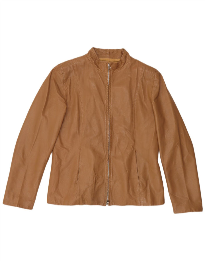 Chaqueta de cuero vintage para mujer IT 48 XL Cuero beige