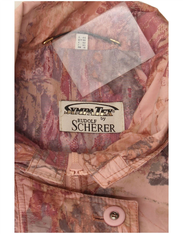 Sympatex Abrigo cortavientos extragrande con estampado abstracto para mujer UK 18 XL Rosa