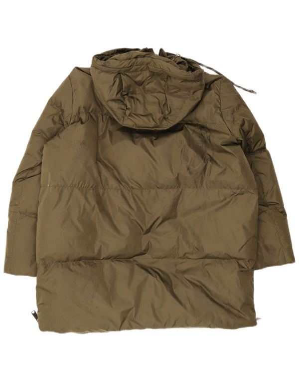 Zara Mens Chaqueta Acolchada Suelta Con Capucha UK 36 Small Khaki Classic