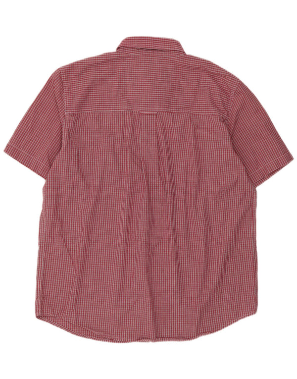 Chaps Camisa de manga corta para hombre de algodón a cuadros rojo grande
