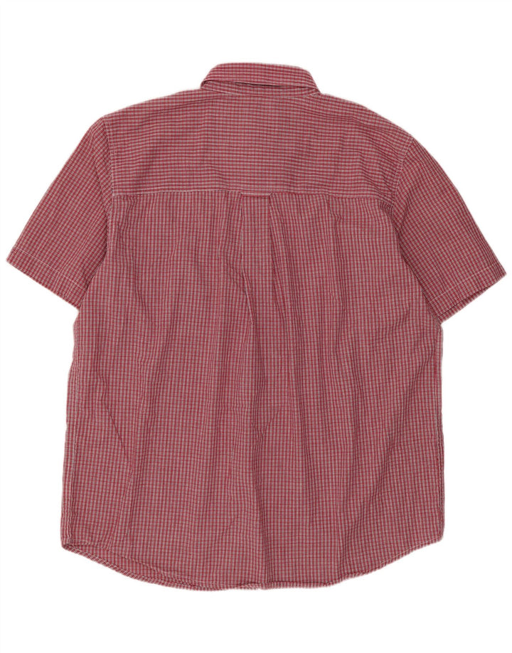 Chaps Camisa de manga corta para hombre de algodón a cuadros rojo grande