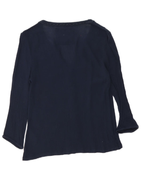 Superdry Blusa camisera de manga 3/4 para mujer UK 6 XS Azul marino Algodón floral