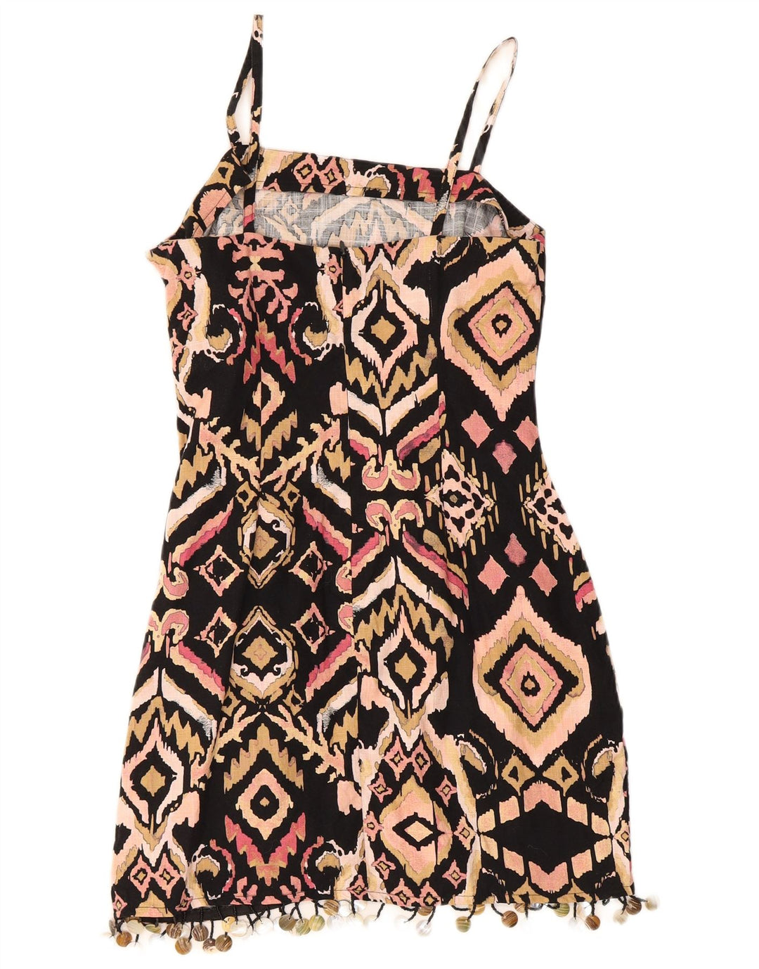 Zara Mujer Vestido De Verano UK 40 Mediano Algodón Ikat Multicolor