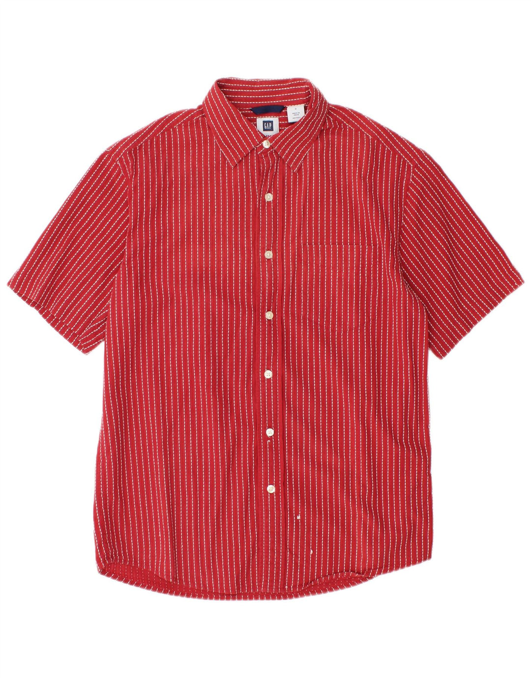 Camisa Gap De Manga Corta De Algodón A Rayas Rojas Pequeñas Hombre