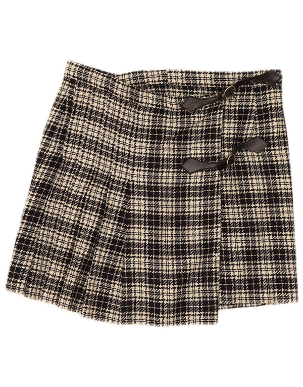 Vintage mujer mini falda cruzada W32 gran cheque negro