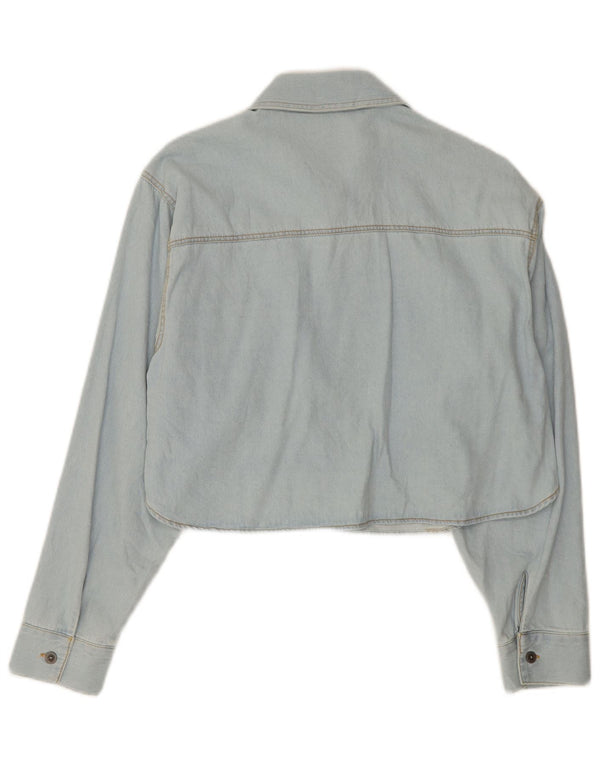 Zara Camisa Vaquera Corta Para Mujer UK 44 Algodón Azul Medio