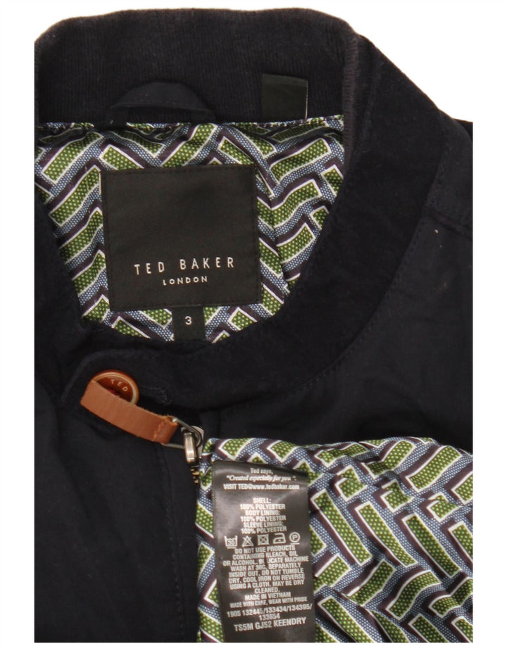 Ted Baker Chaqueta Bomber para Hombre Talla 3 Mediana Azul Marino Poliéster