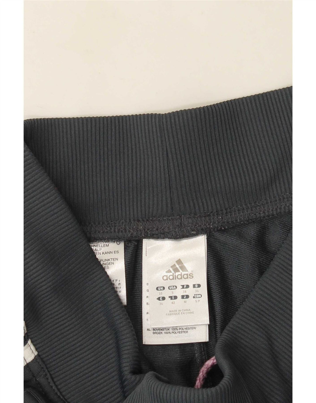 Adidas Mujer Chándal Pantalones UK 10 Pequeño Gris Poliéster