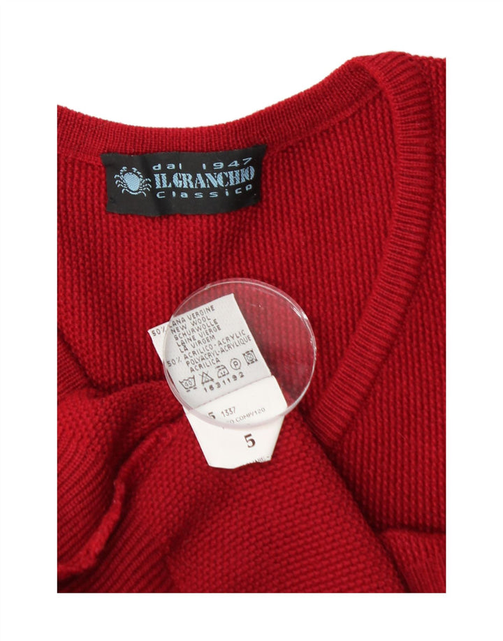 IL GRANCHIO Jersey con cuello en V para hombre de lana roja grande