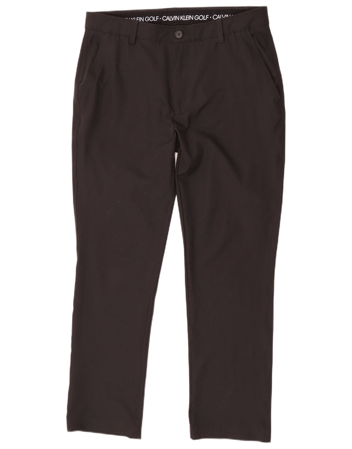 Pantalones chinos rectos Calvin Klein para hombre W34 L31 Poliéster negro