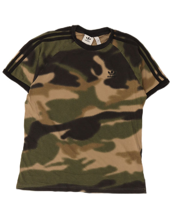 Adidas Hombre Camiseta Top Small Verde Camuflaje Algodón