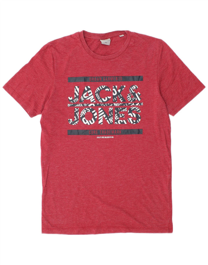 Jack & Jones Hombre Camiseta Gráfica Top Medium Rojo De Algodón Moteado