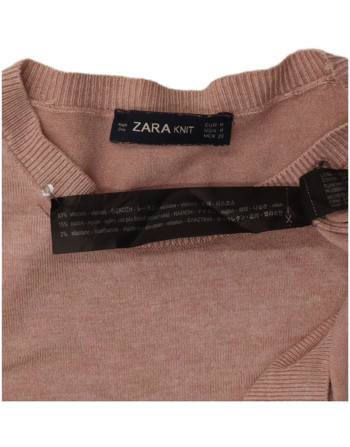 Zara - Jersey con cuello barco para mujer, talla 40, viscosa rosa mediana