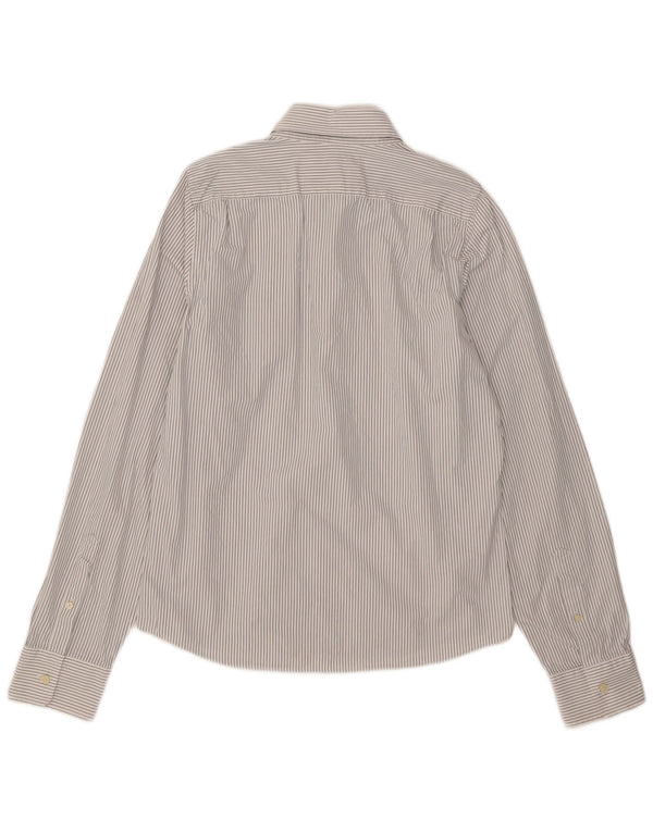 Abercrombie & Fitch Camisa ajustada para hombre XL Algodón blanco a rayas