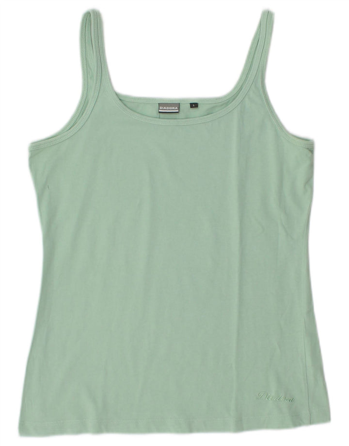 Diadora Cami Top Mujer UK 44 Grande Algodón Turquesa