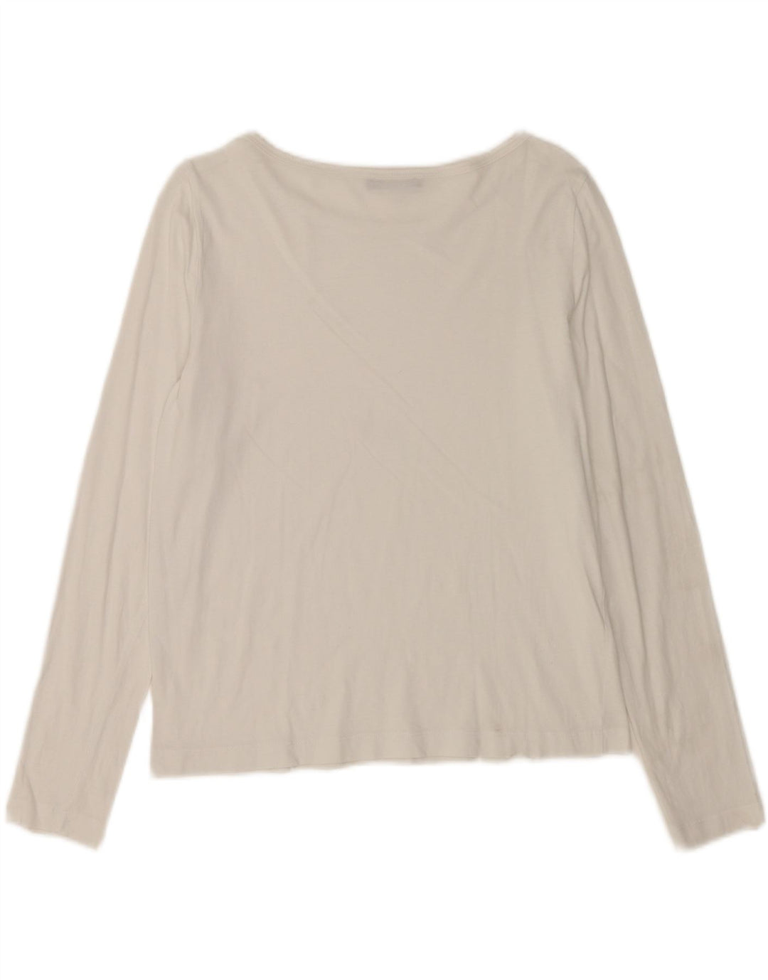 Zara Mujer Top Manga Larga UK 44 Mediano Blanco