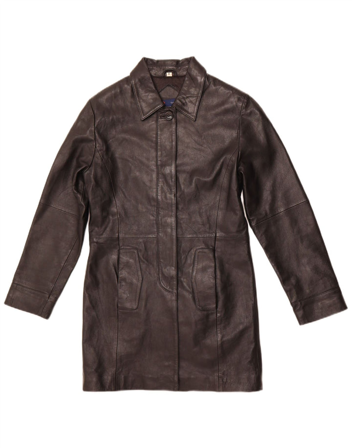 HUDSON Abrigo de cuero para mujer US 8 Cuero negro mediano