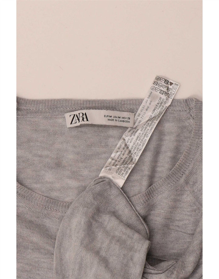 Zara Mujer Blusa Holgada Top UK 44 Viscosa Gris Medio
