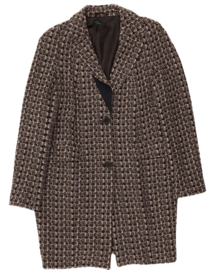 Abrigo Benetton Mujer IT 42 Lana Geométrica Gris Medio