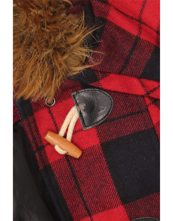 MISS SELFRIDGE Chaqueta de lona con capucha para mujer UK 6 XS Lana a cuadros roja