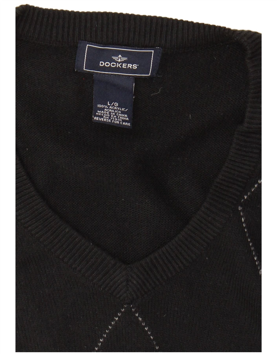 DOCKERS Camiseta sin mangas para hombre, talla grande, Argyle negro/acrílico diamante