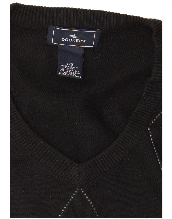 DOCKERS Camiseta sin mangas para hombre, talla grande, Argyle negro/acrílico diamante