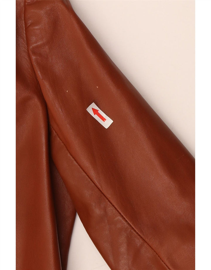 Vintage mujer 2 botones cuero Blazer chaqueta Reino Unido 4 XS marrón