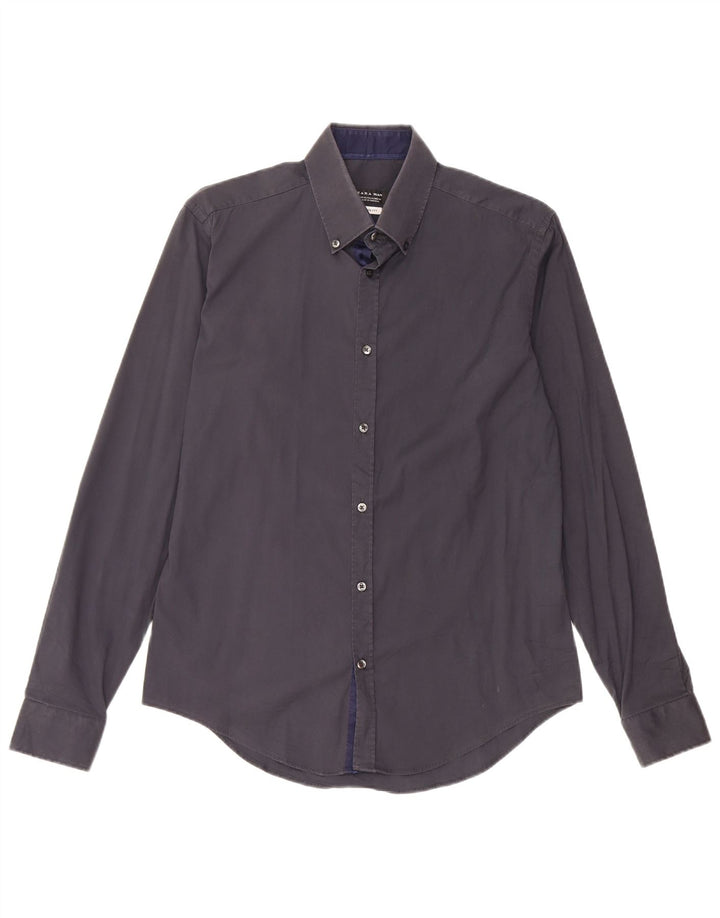 Zara Hombre Camisa Slim Fit Azul Marino Medio
