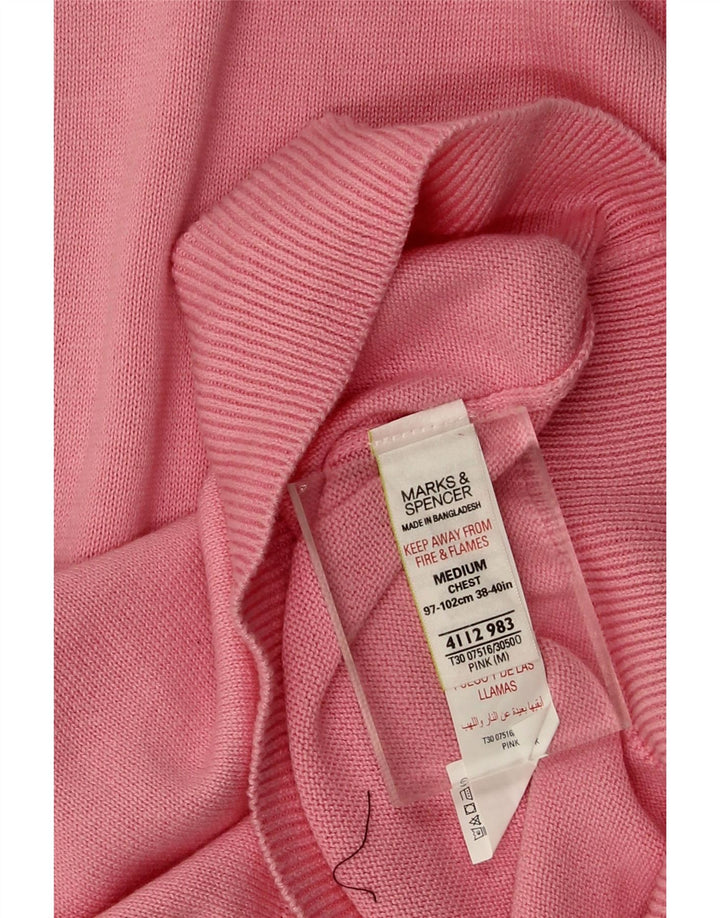 Marks & Spencer Jersey con Cuello en V para Hombre de algodón Rosa Medio