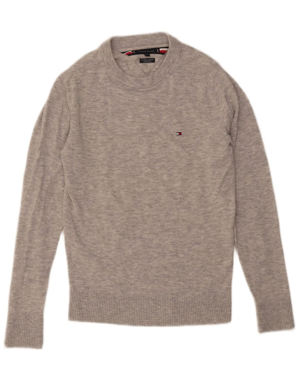 Tommy Hilfiger Suéter de cuello redondo para hombre pequeño gris