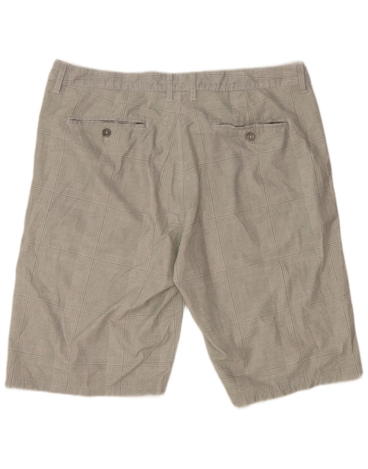 BKE Pantalones cortos chinos de ajuste atlético para hombre W38 XL Gris a cuadros