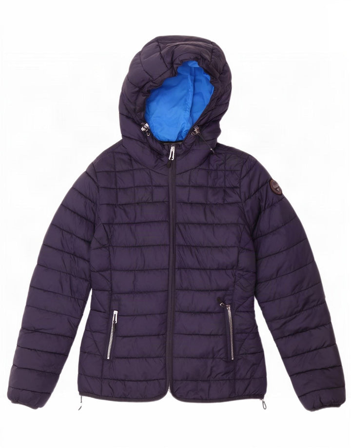 Napapijri Chaqueta acolchada con capucha para mujer UK 40 Mediana Azul marino Poliamida