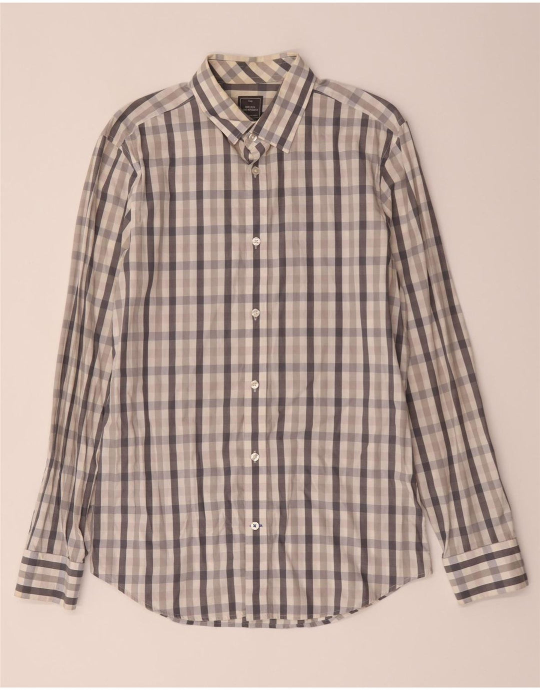 Camisa Gap Hombre Slim Fit De Algodón A Cuadros Gris Medio