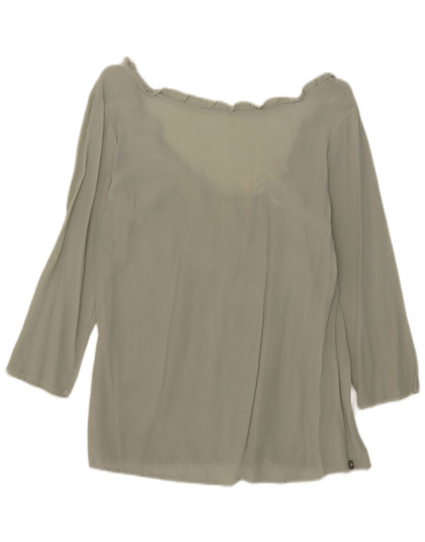 Ottod'Ame Blusa de manga 3/4 para mujer UK 40 Small Seda verde