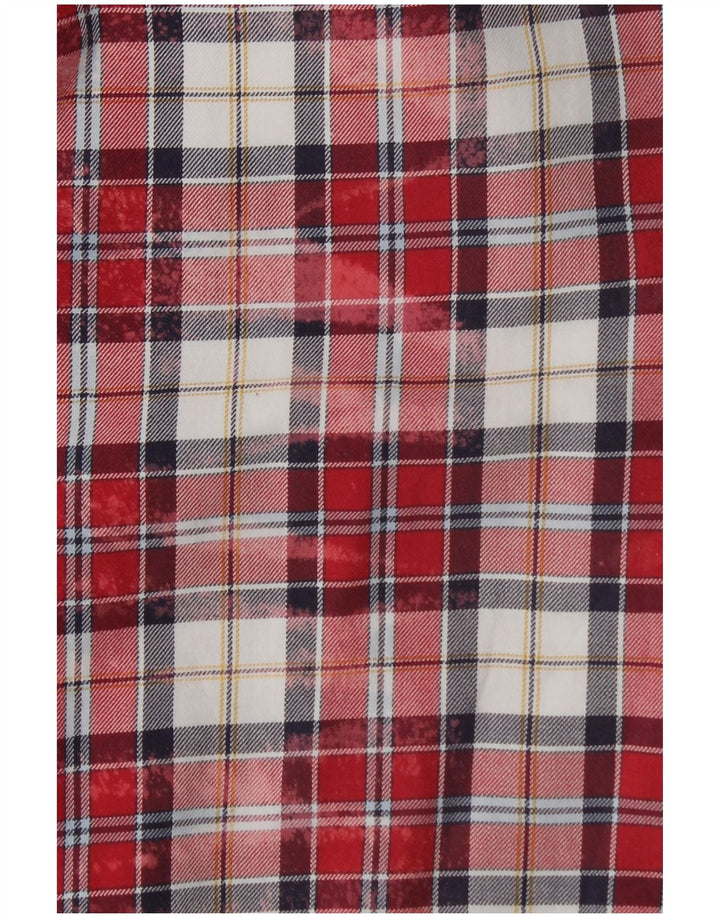 Benetton Camisa De Franela Mediana A Cuadros Rojos