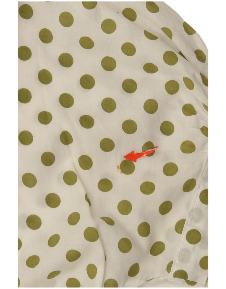 Benetton Blusa Camisera De Manga Corta IT 44 Medium Blanco Lunares