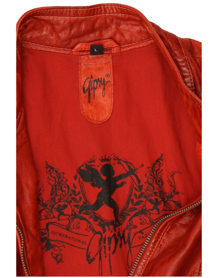 Gipsy - Chaqueta de piel corta para mujer, talla 40, color rojo
