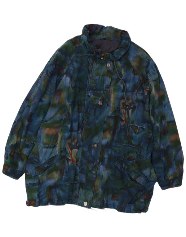 VINTAGE Abrigo cortavientos de gran tamaño para mujer Reino Unido 20 2XL Azul marino Tie Dye