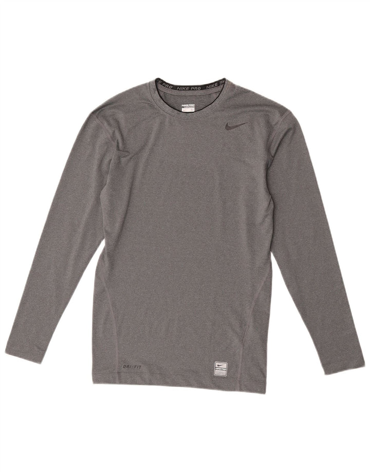 Nike Camiseta De Compresión Para Hombre Manga Larga Poliéster Moteado Gris Medio