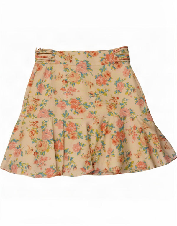Zara Mujer Mini Falda XS W24 Algodón Floral Blanco Roto
